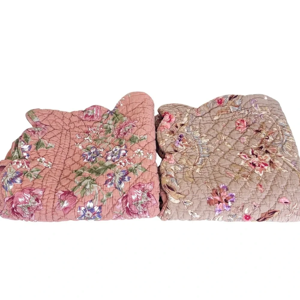 Amity Home Floral Cottage Country Garden Quilted Pillow Shams Reversible 26X27